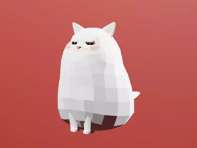 Two Legs Cat  Low-poly 3D model