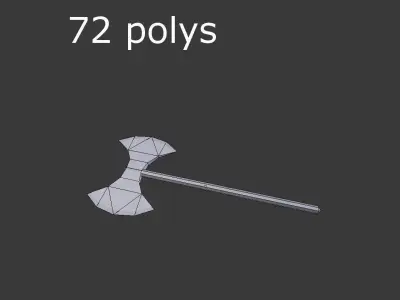 low poly medieval axe 1 Low-poly 3D model