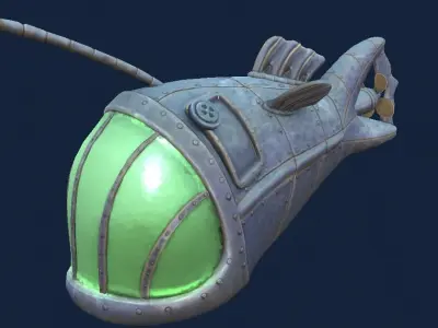 Anglerfish Submarine Hand-Painted Low-poly 3D model
