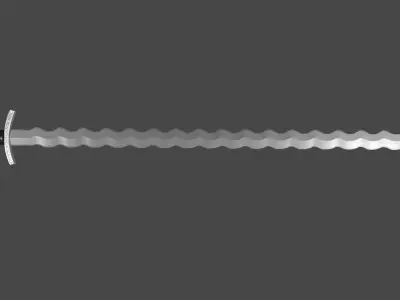 Flamberge sword with Caroling handle Low-poly 3D model
