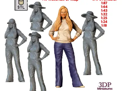 N6 woman from 60s posing with cars 3D print model