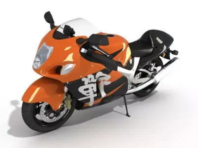Orange Black Motorbike 3D model
