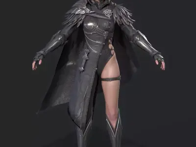 female assassin Low-poly 3D model