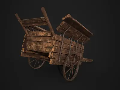 Rundown Medieval Cart Low-poly 3D model