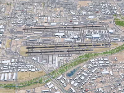 Phoenix Airport 10km Low-poly 3D model