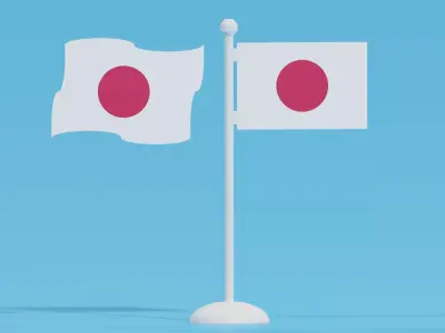 Cartoon Japanese Flag 3D model
