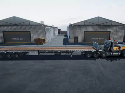 Semi truck flatbed trailer unity asset Low-poly 3D model