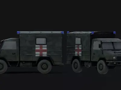 1970 Classic Rescue War Truck  Low-poly 3D model