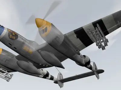 Lockheed P-38J Lightning 3D model by chipbasschao