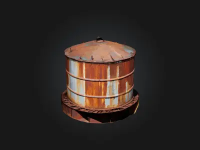 Rusted Water Tank Low-poly 3D model