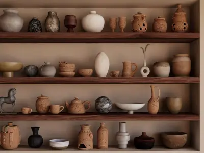 Ancient Primitive Pottery Vase Decor Collection Wabi Sabi PBR Low-poly 3D model