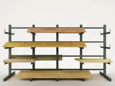 Steel Rack Storage System  01 Low-poly 3D model
