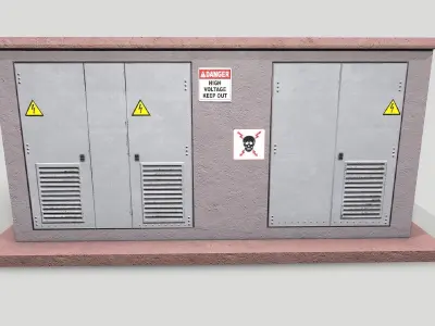 Electric Substation Transformer Building Low-poly 3D model