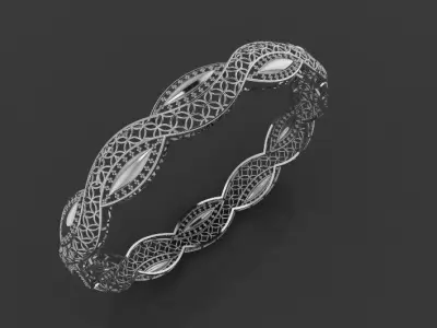 1440  Intertwined Gold Lattice Bangle 10gm 3D print model