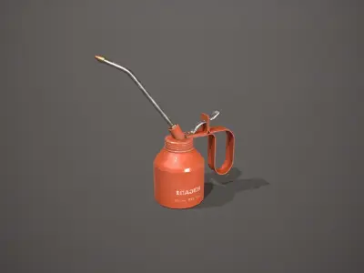 Orange Oil Can Low-poly 3D model