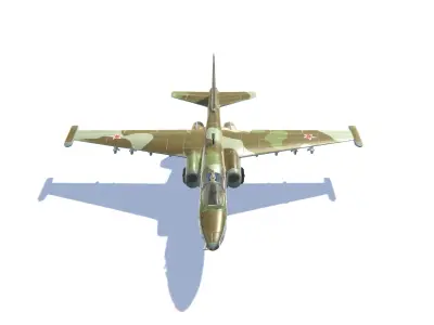 SU-25 Frogfoot Jet Fighter Aircraft Low-poly 3D model