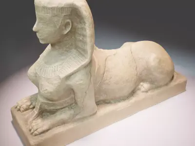 Egyptian sphinx sculpture Low-poly 3D model