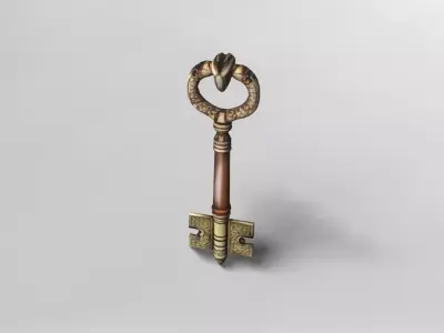 Antique Ornate Skeleton Key 3D Model 3D model