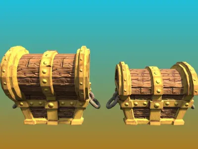 Cartoon Pirate Chest Game Ready Low-poly 3D model