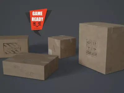 Cardboards Low Poly Game Ready cardboard box Low-poly 3D model