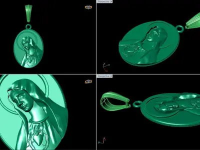 Dainty Antique Virgin Mary Oval Pendant 3D print model