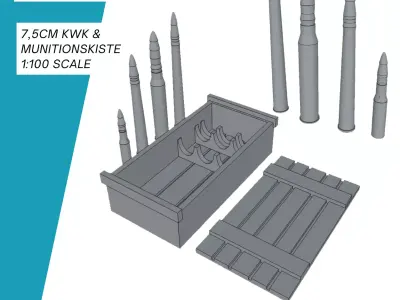 75mm KWK Munition und Munitionskiste 3D print model