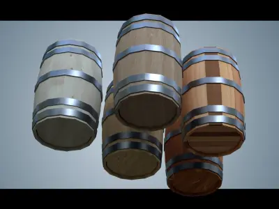 Wooden Barrel  Low-poly 3D model