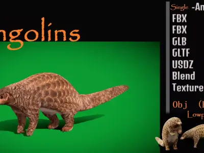 Pangolins Scaly Anteater Free low-poly 3D model
