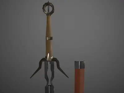 low poly sword two swords Free low-poly 3D model