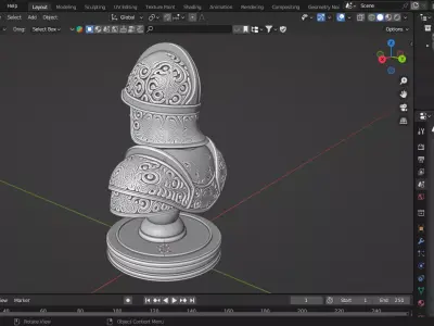 Medieval Soldier Pawn Chess Piece 3D print model