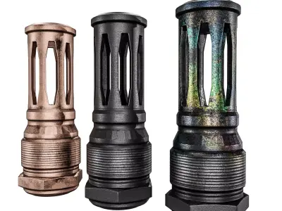 R2C Flash Hider Muzzle Brake  Low-poly 3D model