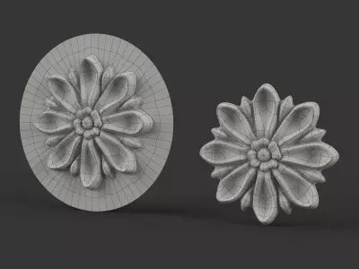 Carved Floral Rosette for Classic Furniture 3D model