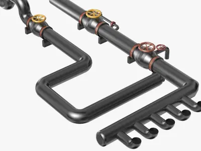 Black Industrial Pipes Model 3D model purchase