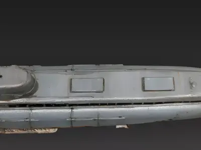 Realistic Wrecked Vintage Submarine 3D Model Low-poly 3D model