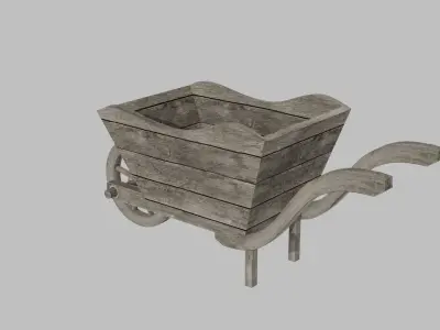 wooden old cart Low-poly 3D model purchase