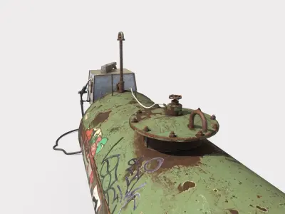 Old Gas Pump and Gas Tank 3D model