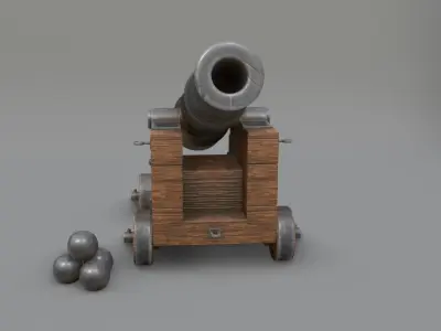 Old medieval Cannon Mortar with pbr textures Low-poly 3D model