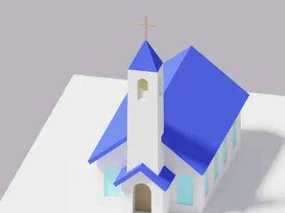 Low Poly Cartoon Simple Church 3D model