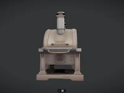 ornate  antique outdoor wood-fired oven 3D model