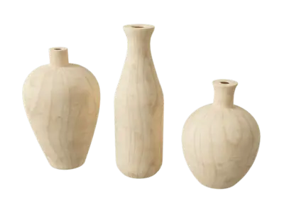  Three Light Wooden Vase Models 