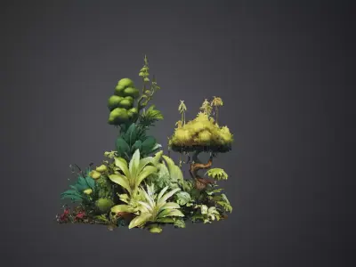 Tropical foliage 3D model Nature Plants Botanical Designs  Low-poly 3D model