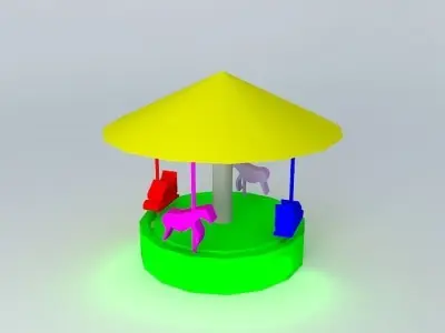 Tiovivo colorful carousel Free 3D model