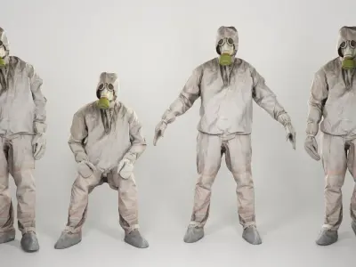 Animated Soviet Liquidator of nuclear accident of Chernobyl 84 Low-poly 3D model