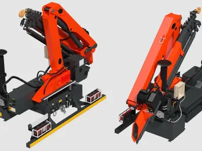 Telescopic Boom Crane Rigged 3D model