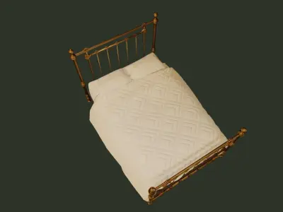 Gold Classic Metal Bed 3D model