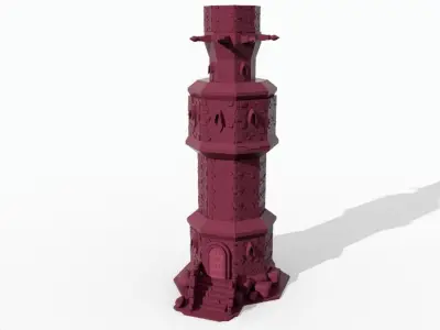 printable fantasy tower graveyard set 6 piece 3D model