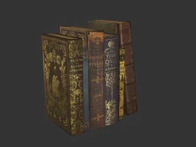 Old Books set Low-poly 3D model purchase