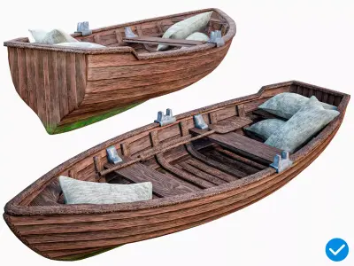 Wooden Old Boat PBR Low-poly 3D model