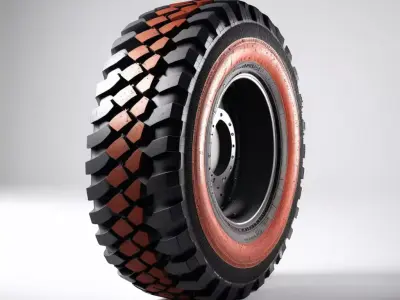Aggressive OffRoad Tire and Wheel 3D model