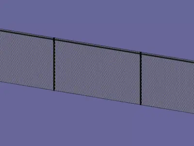 Perimeter Fencing set - US Style Black 3D model